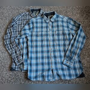 Kuhl Blue & Black Multicolor Cotton Long Sleeve Button Shirts Men's XL